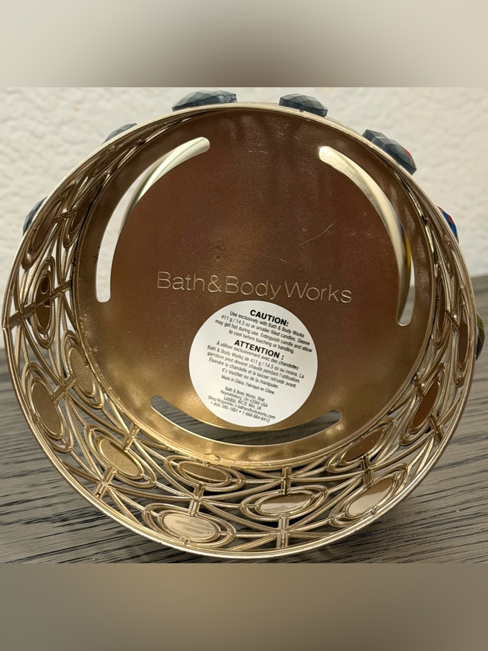 Bath & Body Works Gold Jewel-Embellished Candle Holder - Picture 2 of 3